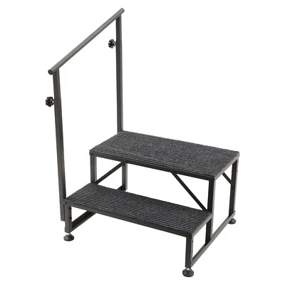 Escalones de porche con pasamanos, escalera de piscina sobre el suelo portátil Foto 1 de 4