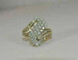 2.00Ct Round Cut Lab Created Diamond Cluster 14K Yellow Gold FN Engagement Ring - Picture 1 of 8