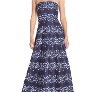 Vera Wang 1H01W12 Floral Dress Navy Blue Size 8 - Picture 1 of 5
