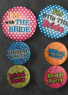 Botones de novia despedida de soltera, botones de fiesta nupcial 6 piezas prendedores de novedad boda Foto 1 de 4