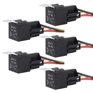 DIANN 5pcs Car Relay with Harness 12V 40A 4 Pin SPST Harness Sockets with - Picture 1 of 6