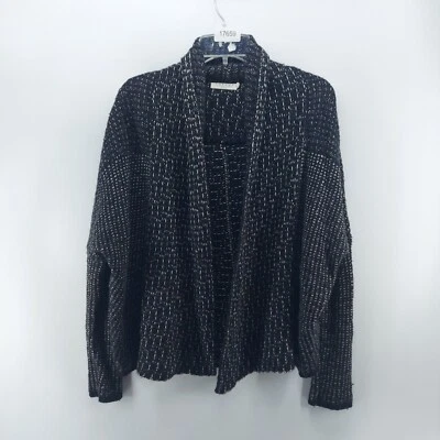 velvet cardigan women size small black knit open front casual cozy Foto 1 de 4