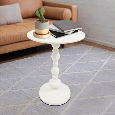 White Round End Table Retro Floor Standing Side Table Sofa Side Table - Image 1 of 4