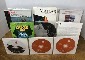 VTG Software Lot 8 Disc Apple iMac iMovie Adobe Vector Mech Virtual PC Bugs Life - Picture 1 of 14