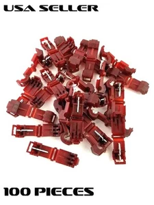 22-18 GAUGE RED T-TAP 100 PK PCS TERMINAL AWG GA QUICK WIRE CONNECTOR CAR MARINE - Picture 1 of 1