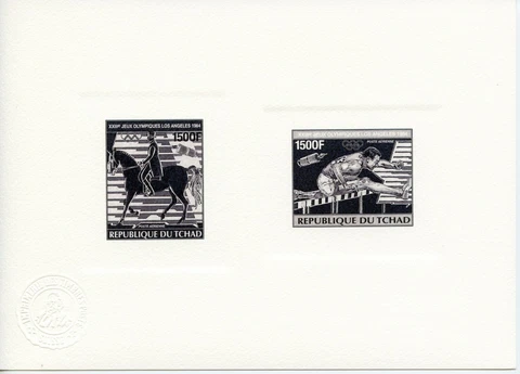 Tchad 1983 Games Olympic Los Angeles 1984 Proof Workshop Color Proof 999+1000 Cover