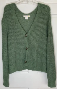 C & C CALIFORNIA CARDIGAN SWEATER GREEN SIZE XL ACRYLIC NYLON EUC - Picture 1 of 2