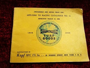 1956 Kopf Mfg Co TURF GOODS HORSE RACING Wholesale Retail Price List Catalog #21 - Picture 1 of 5