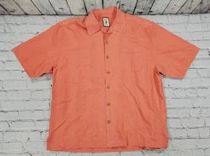 Jamaica Jaxx Salmon MENS SIZE XL 100% Silk Hawaiian Shirt - Picture 1 of 6