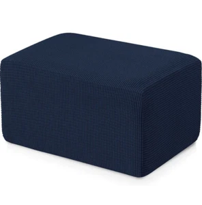 Navy Stretch Storage Ottoman Slipcover Protector One Size Spandex Elastic Cover - Picture 1 of 8