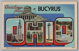 Postcard Greetings From Bucyrus, Ohio, Large Letter - Picture 1 of 2