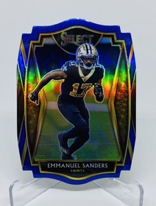 2020-21 Panini Select Emmanuel Sanders Blue Premier Level Die Cut Prizm Card 