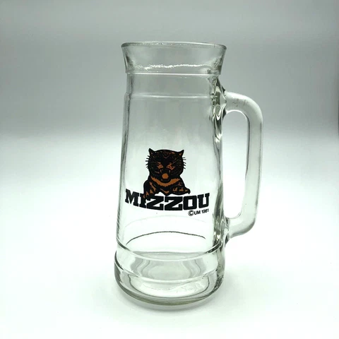 Vintage University of Missouri MIZZOU TIGERS Glass Beer Mug 1981 COLUMBIA Cover