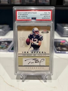 TOM BRADY 2003 FLEER MYSTIQUE INK APPEAL AUTO /75 PSA AUTHENTIC AUTO 8 GOAT HOF - Picture 1 of 2