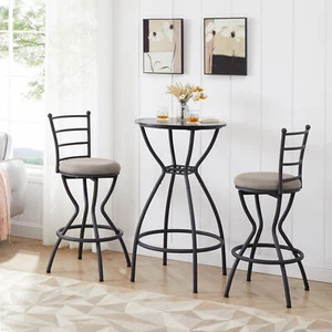 3 Piece Dining Table Set Bar Table Chair Counter Height for Living Room Kitchen - Picture 1 of 12