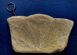 Vintage 1940s Gold Evening Bag Handbag Clutch Gold-Colored Foil Wrapped Ribbed A - Picture 1 of 6