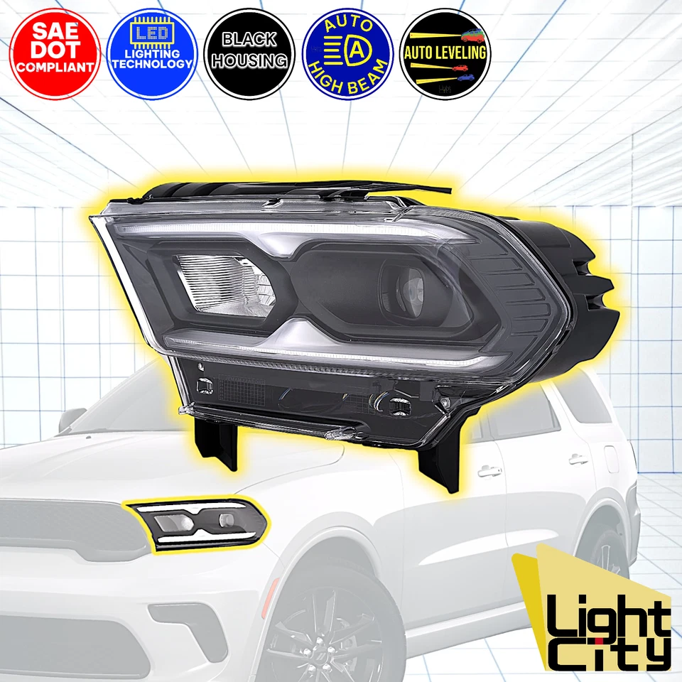 [LED COMPLETO con AFS] Para Dodge Durango 2021-24 Bisel Negro Faro Conductor LH Foto 1 de 4