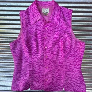 Vintage 80s Silk Button Up Vest - Unique 80s vintage vest - Picture 1 of 6