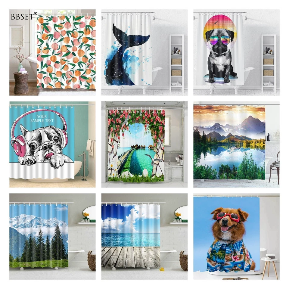 Cortina de ducha de vacaciones de playa de verano para baño poliéster impermeable 72 pulgadas Foto 1 de 4