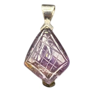 Ciondolo a forma di piramide ametista pietra preziosa viola argento sterling 925 timbrato GE - Foto 1 di 11