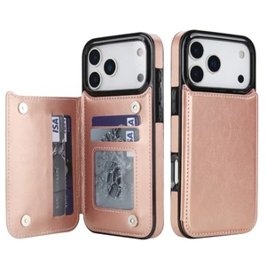 For iPhone 17 16 15 14 13 Pro Max 12 11 Flip PU Leather Wallet Card Holder Case - Picture 1 of 21