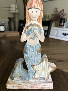 Holz Meerjungfrau Statue Maritim Deko - Bild 1 von 3