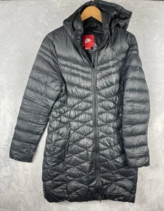 NIKE CASCADE HOODED tech DOWN Coat Parka Women's Large 541406-010 Black - Picture 1 of 15