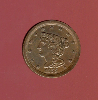 1855 Braided Hair Half Cent | Choice Uncirculated Brown | 56,500 Mintage |CP2742 - Image 1 of 3