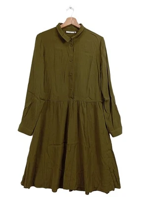 MINIMUM Langarmkleid Damen Kleid Gr. DE 38 khaki Casual-Look - Bild 1 von 4