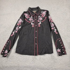 Scully Shirt Damen Small Western Perlen Druckknopf bestickt Langarm Blumen - Bild 1 von 17