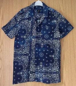 River Island Blue/White Paisley Mix Shirt, Short Sleeves - Age 9-10 Years - Picture 1 of 11