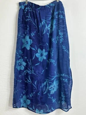 Maxi Falda Forrada Moda Bug Plus Talla 18/20 Adornada con Cuentas Azul Floral de Gasa Foto 1 de 4