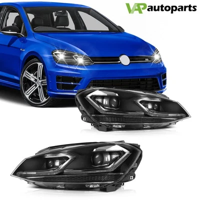 Conjunto de faros delanteros carcasa negra para Volkswagen Golf 2015-2017 Foto 1 de 4