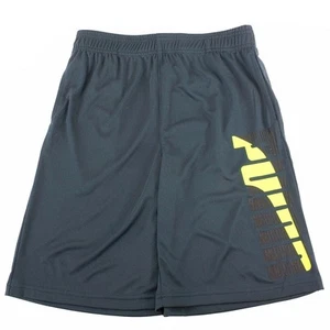 Puma Boy's Contrast Charcoal Logo Trim Athletic Gym Shorts - Picture 1 of 1