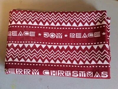 Peace Joy Red Tablecloth Cotton India 77x60 - Image 1 of 4