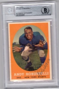 Andy Robustelli Signed 1958 Topps Football #15 Beckett BGS BAS 00015532649 - Picture 1 of 2