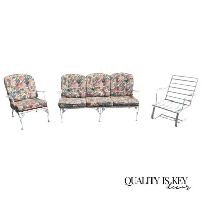 Vintage Meadowcraft Dogwood Wrought Iron Garden Patio Set Sofa Chairs - 3 Pc Set - Image 1 of 4