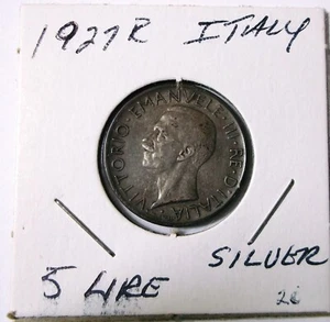 1927 R 5 Lira Italy SILVER VF - Picture 1 of 6