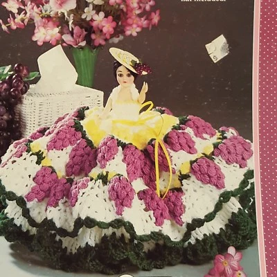 Grapes of Bath Crochet Pattern 7" Fashion Doll Fibre Craft FCM250 Tissue Cover  - Image 1 of 4
