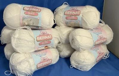 Bernat Baby Yarn, 1.75 oz, 100% Acrylic / White X 10 Skeins - New - Image 1 of 4
