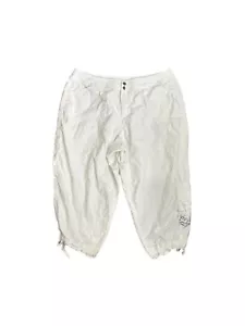 Coldwater Creek Damen-Caprihose Größe 16 weiß blau Fisch Kordelzug Saum - Bild 1 von 9