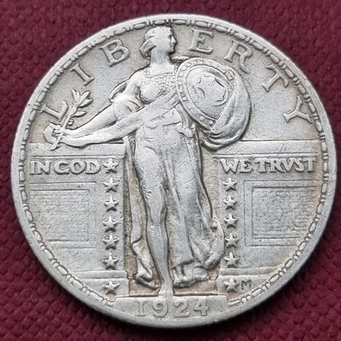 1924 Standing Liberty Quarter 25c Better Grade XF + #55907 Cover