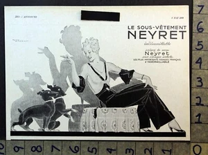 1933 WOMAN FASHION FRENCH ART DECO DOG SEXY RENE VINCENT ILLUSTRATED AD FC8578 - Picture 1 of 1