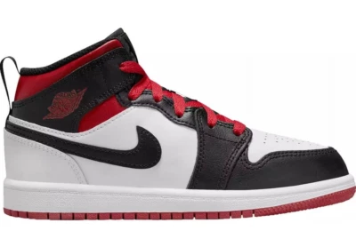 Jordan 1 Mid 'Gym Red Black Toe' (PS) DQ8424-106 White 1Y-3Y Nike Air Retro - Image 1 of 4