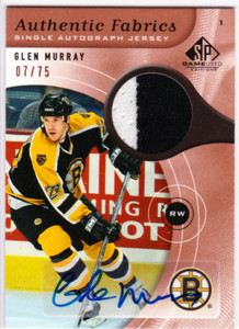 2005-06 SP GAME USED AUTHENTIC FABRICS GLEN MURRAY SINGLE AUTO JERSEY 07/75