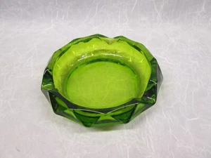 Viking Glass Green Ashtray Diamond Cut Point 6.25" wide Smoking EPIC MCM - Picture 1 of 5