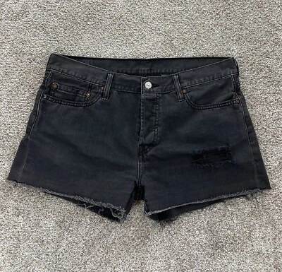 Vintage Levis 501 XX Cutoff  Shorts Womens 32 Black Nailhead Studded Grunge Y2K - Image 1 of 4