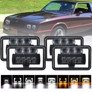 4PCS 4x6" LED Headlights Hi-Lo Beam DRL H4 For Chevrolet Monte Carlo 1980-1988 - Picture 1 of 12