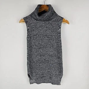 Dotti Jumper Womens Size XS Grey Black Marle Knit Turtleneck Sleeveless Pullover - Picture 1 of 8