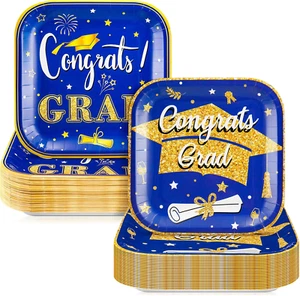 100 Pcs 2025 Graduation Party Plates 7 X 7 in Congrats Grad Paper Plates Disposa - Picture 1 of 12